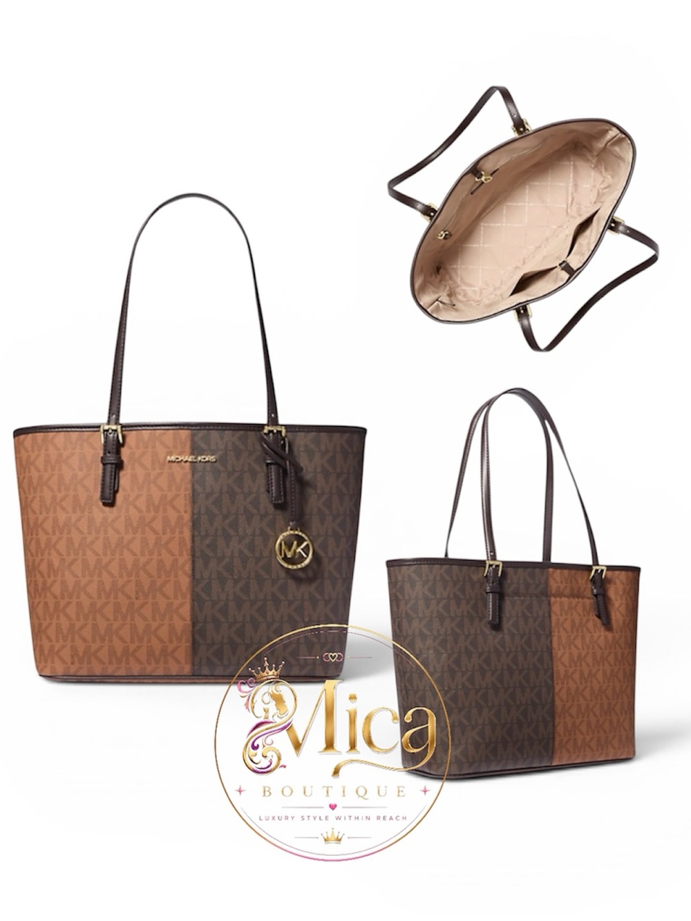 🆕MICHAEL KORS Large Jet Set Multicolor Top Zip Tote